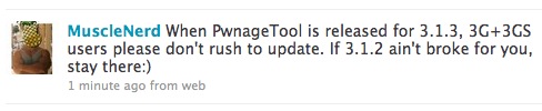 PwnageTool for firmware 3.1.3 will be released soon, but do not rush to upgrade