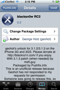 BlackSn0w unlock updated to support iPhone OS 3.1.3